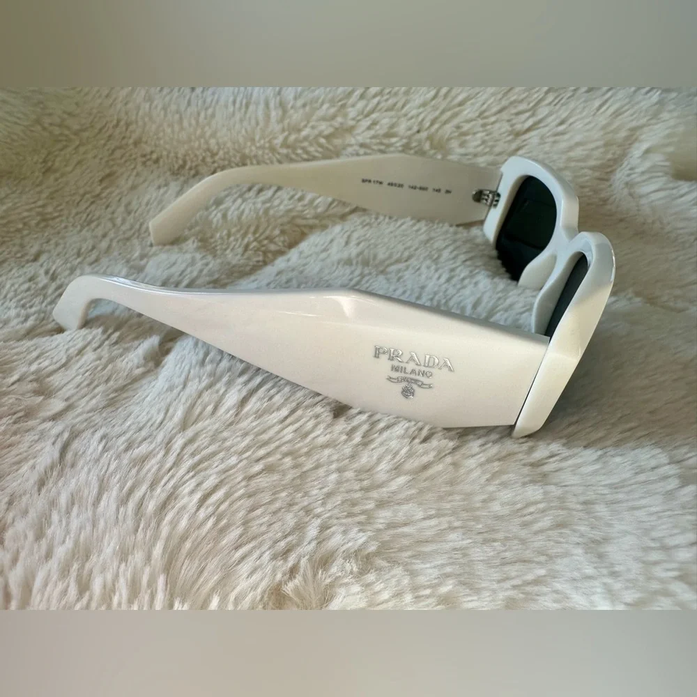 Prada White Frame Sunglasses with Dark Lenses